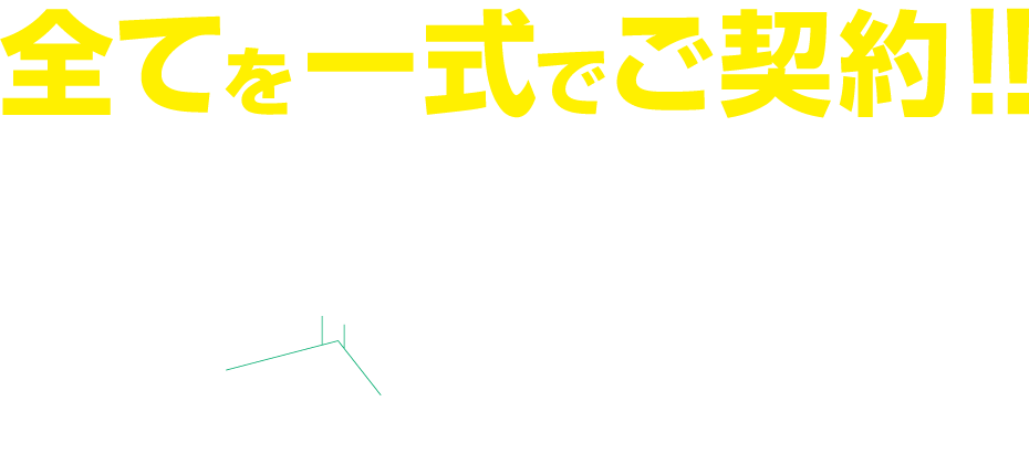 全てを一式でご契約!!　必要な設備、機器、器具等を一式で契約して月々一定額での支払いが可能です