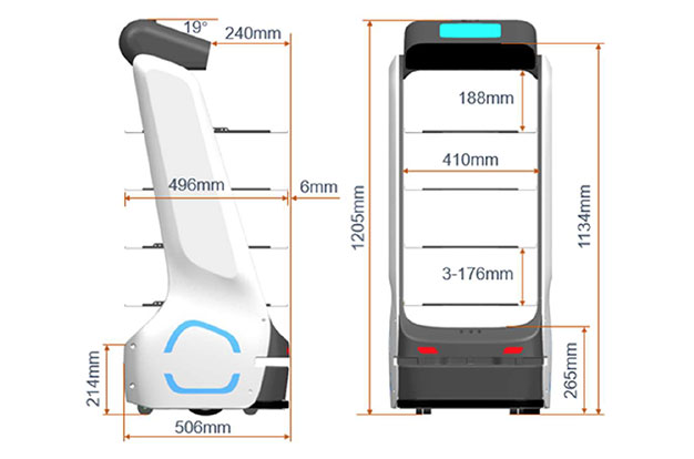 配膳ロボット PEANUT T5 仕様図